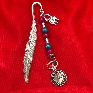 Feather Bookmark, silver. Alice in Wonderland. Handmade by A Charmed Life.